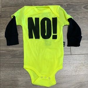 nununu Neon Yellow NO! Onesie Sz 0-6m